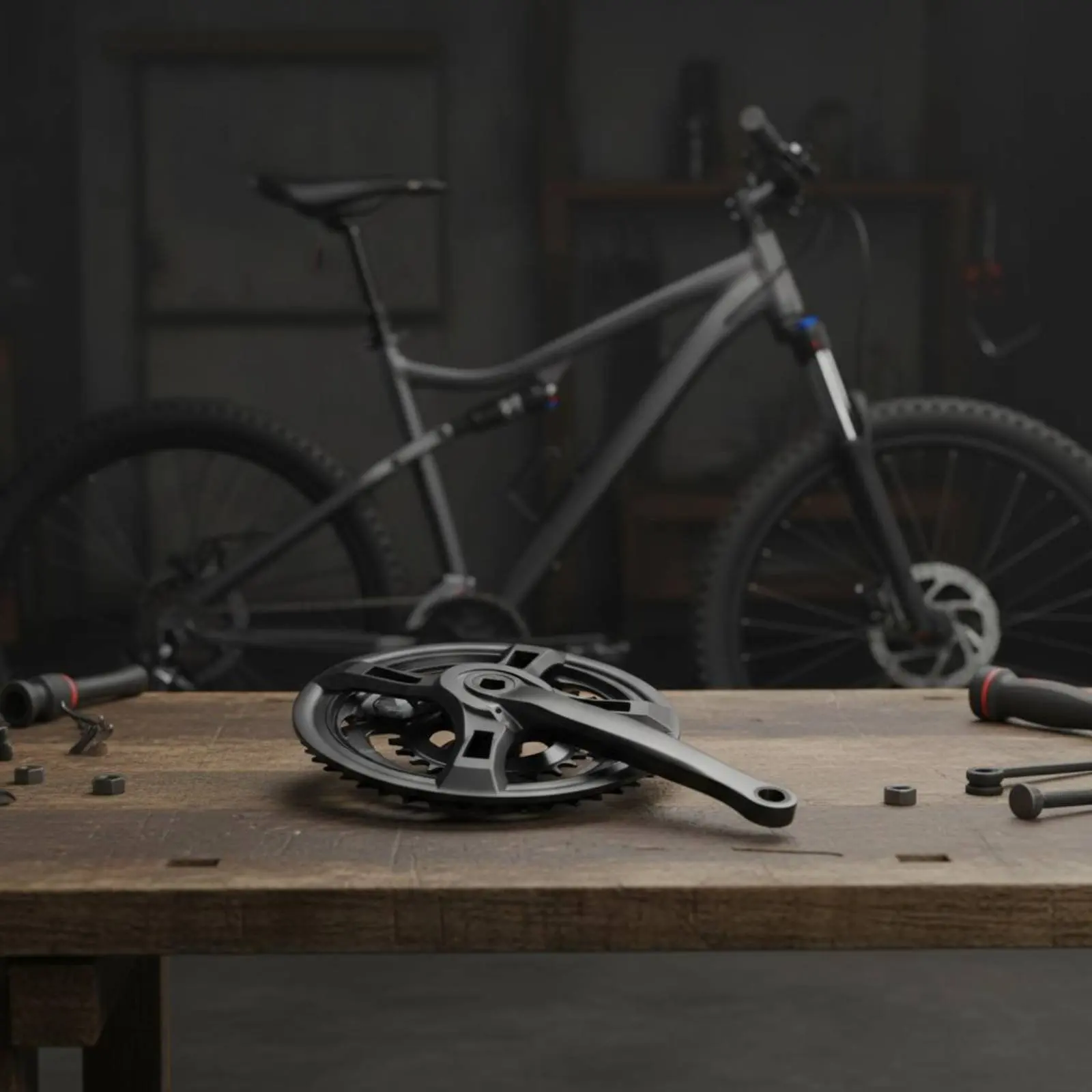 Square Hole Crankset Thickened Teeth Cycle Crank Arm Set Chainring Crank Assembly Long-Lasting Bike Parts