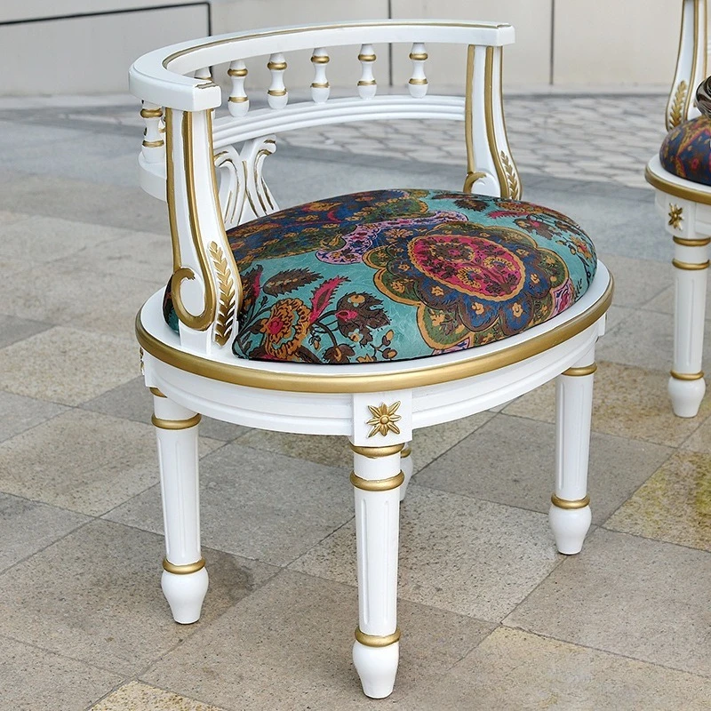 

American single solid wood sofa chair balcony leisure white single small apartment household coffee table