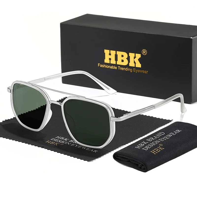 

HBK Fashion Simple Men's Polarized Sunglasses Flat Double Bridge Personality Frame Design Unisex Party Festival Ideal for Gifts