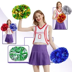 1Pcs Metallic PET Cheerleader Pom Ppom Girl Cheering Dance Decorator Cheerleading Pompon Pompoms Baton Hhandle colorfast