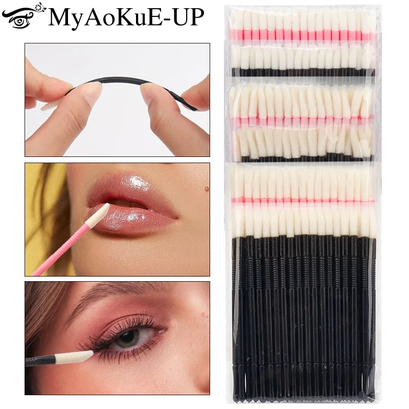 50 szt. Jednorazowe pędzelki do ust, pędzelki do makijażu, aplikatory do błyszczyków, szczoteczki do przedłużania rzęs, mikro-pędzelki kosmetyczne, narzędzie do pielęgnacji urody