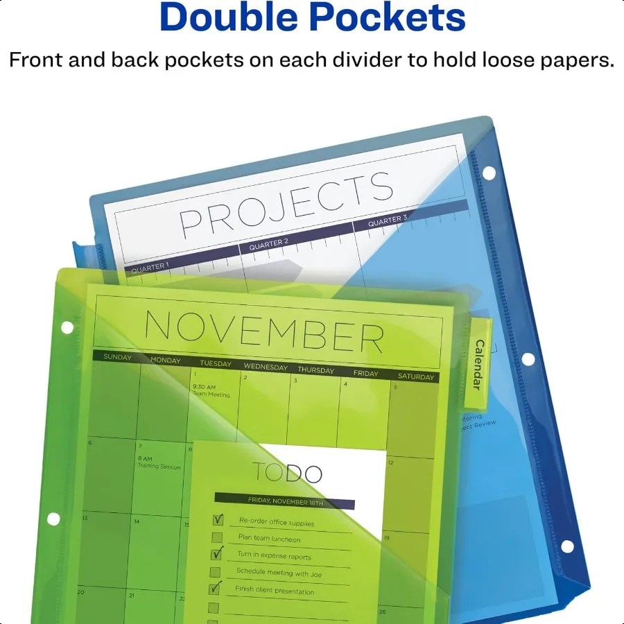 วงเวียนสําหรับ 3 แหวน Binders 5Tab ชุด 2 กระเป๋าพลาสติก Binder แบ่งแท็บหลากสี 3 ชุด 71906