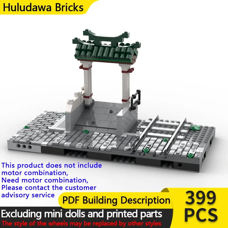 

City Street View Model MOC Building Bricks Train Station Ramp Left Modular Technology Children Holiday Gifts Assemble Toys Suit