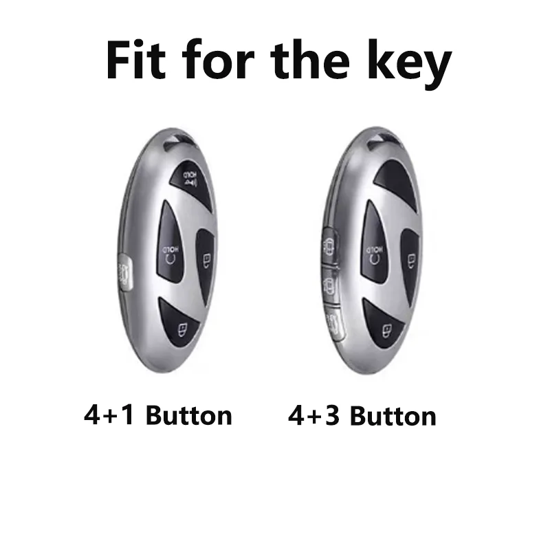 Leather Key Case for Hyundai Kona Ev Grandeur GN7 IONIQ 6 2023 2024 5 7 Button Car Key Cover Holder Fob Bag Keychain Accessories