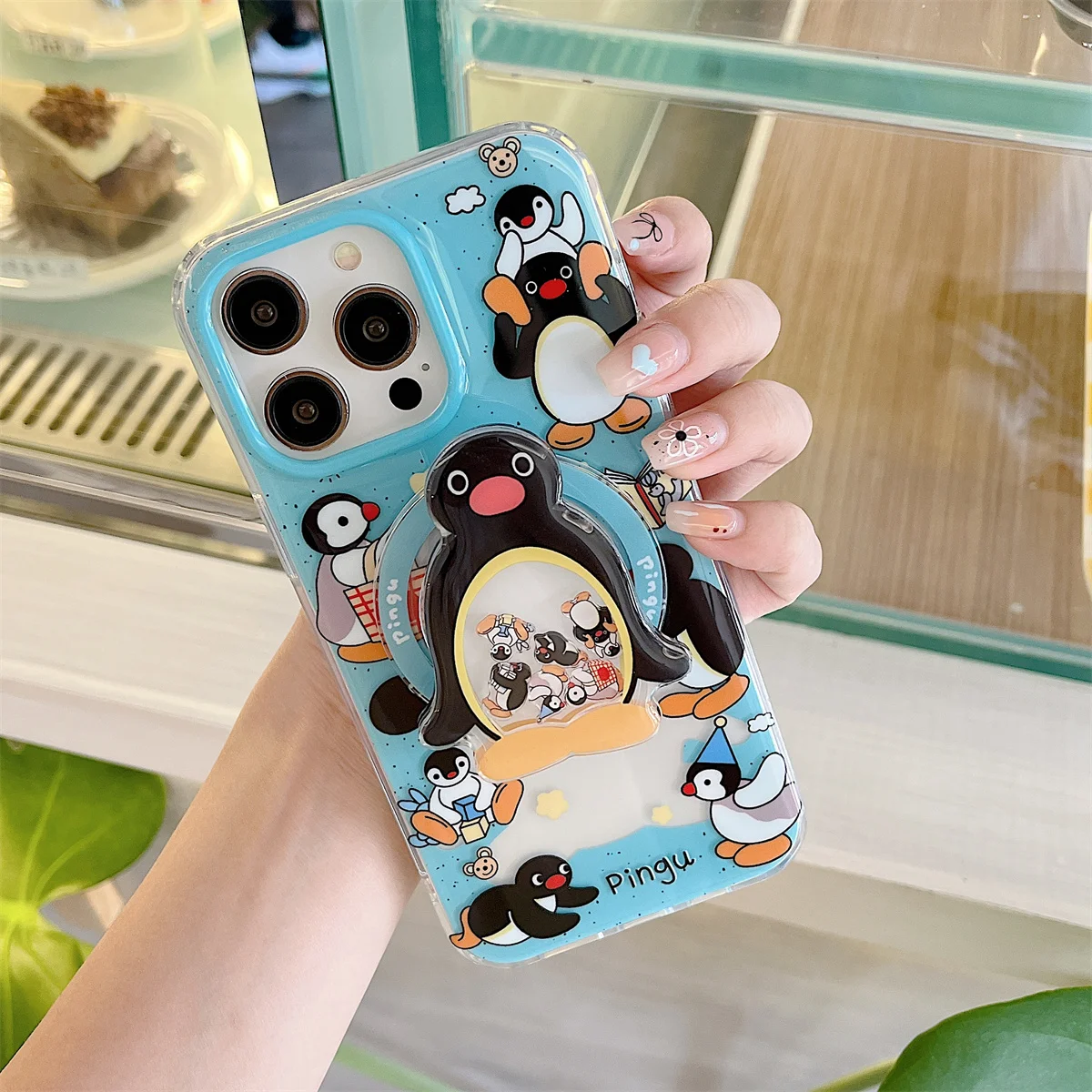 

Korean Pink Silicone Phone Case For iPhone 16 Pro 15 14 Plus 13 Pro Max Cover with Kitty Mirror Stand Shockproof Cases