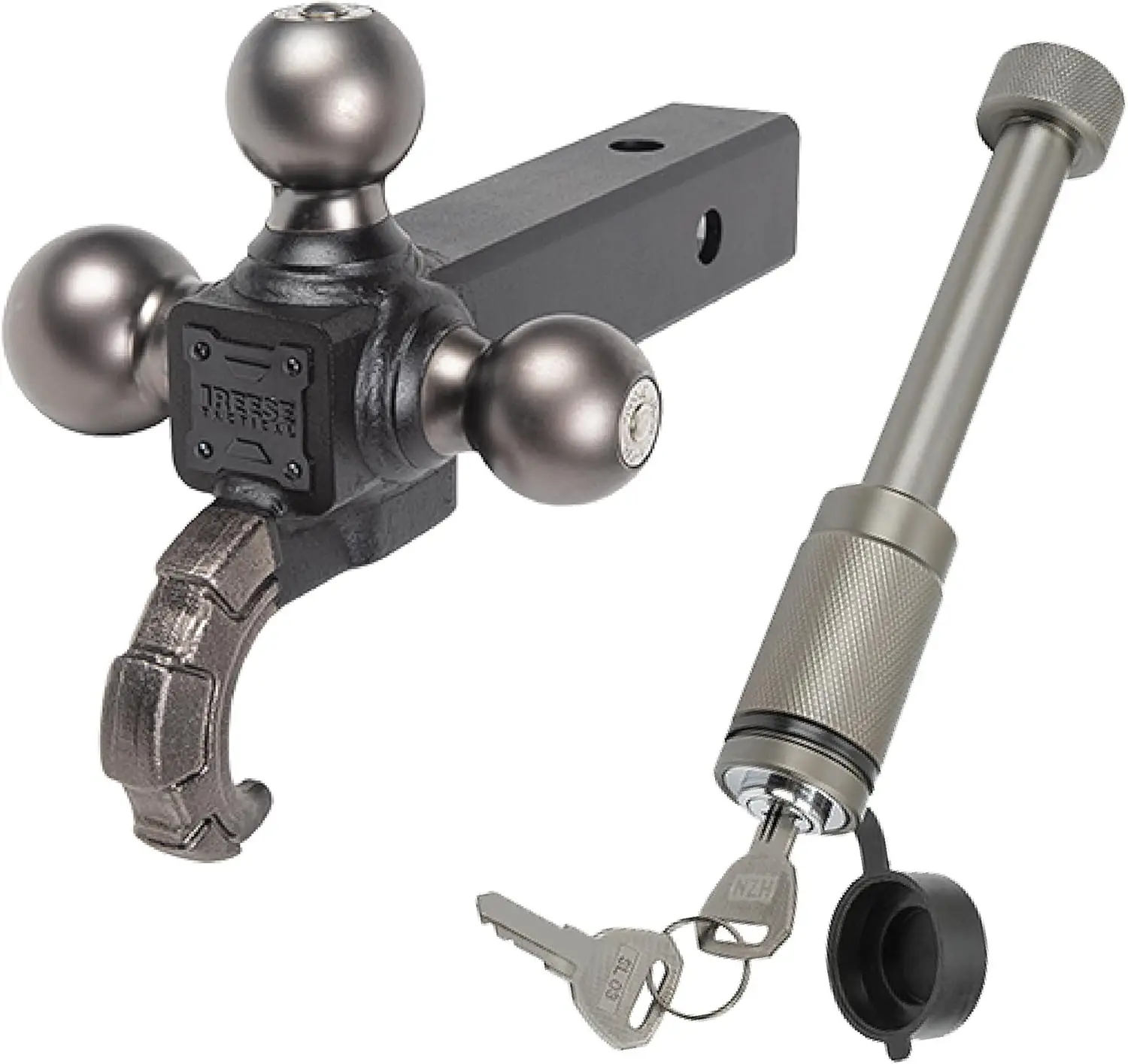 

Towpower 7095620 Шаровое крепление сцепного устройства прицепа Tri Ball, квадратный приемник 2 дюйма, емкость 10 000 фунтов, замок сцепного устройства прицепа класса 5 7092330,