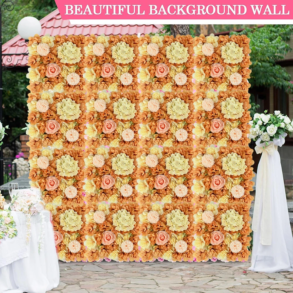 Artificial Flower Wall Panels Floral Wall Decor Backdrop Panels Wedding Party Nursery Baby Girl Room Silk Rose Wall Decor