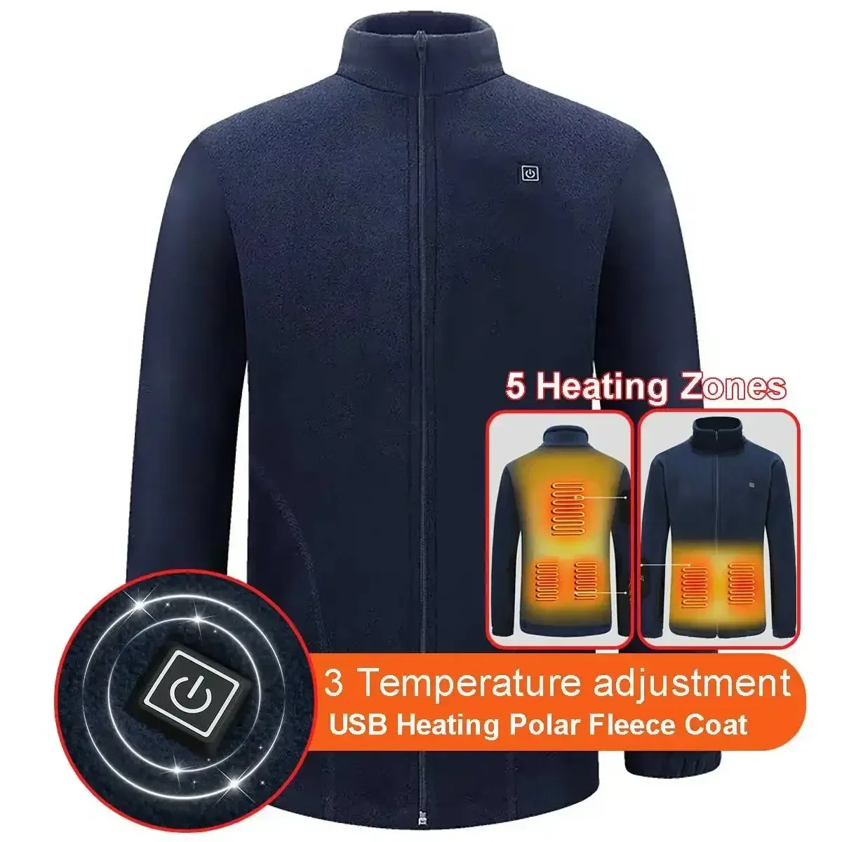 

5 Heating Zone Electric Heated Jackets 3 Gears Temperature Controlled Intelligent Electric Heating for Winter Thermal Clothing