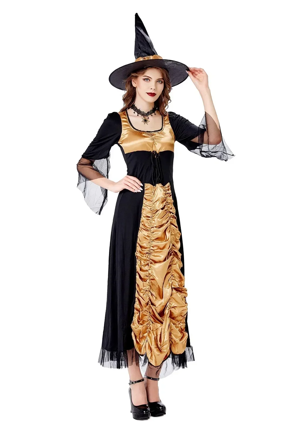 Plus Size Sexy Heksenkostuum Voor Vrouwen Volwassen Enge Heks Vampier Cosplay Kostuum Voor Halloween Party Prestaties Doek