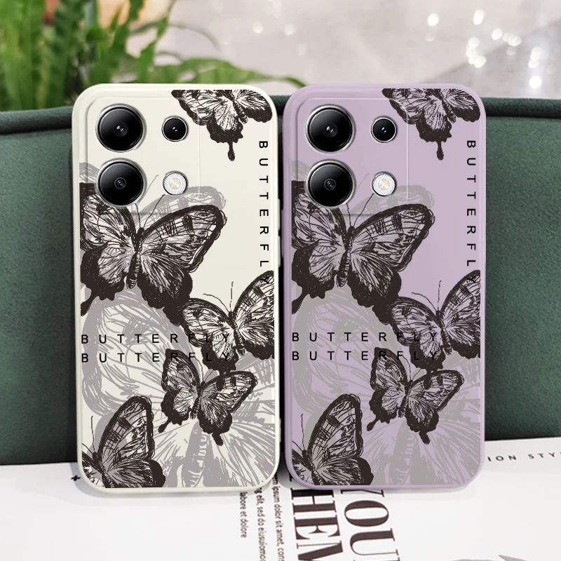 Custodia per telefono Oriental Butterfly per Xiaomi Redmi Note 13 12 12S 11 11S 10 10S 9 9S Pro Plus 4G 5G Cover in Silicone liquido