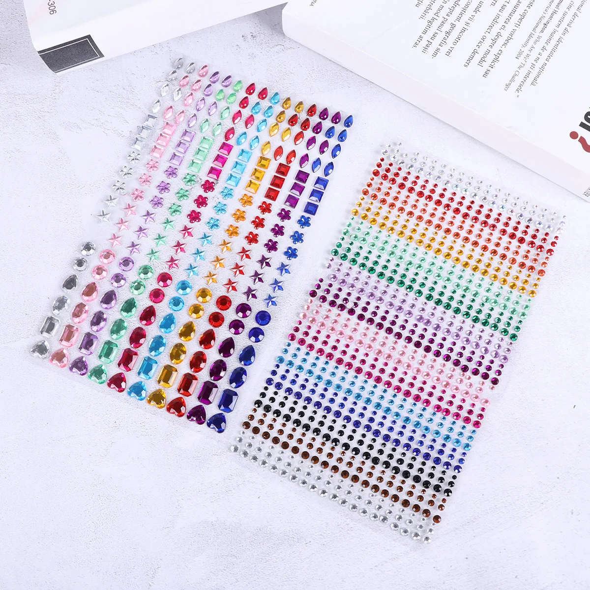 

2pcs 2 Sheets Acrylic Diamond Multi-Color Diy Kids Craft Decor Set Scrapbooking Classroom Rewards Phone Pencil Case Decoration