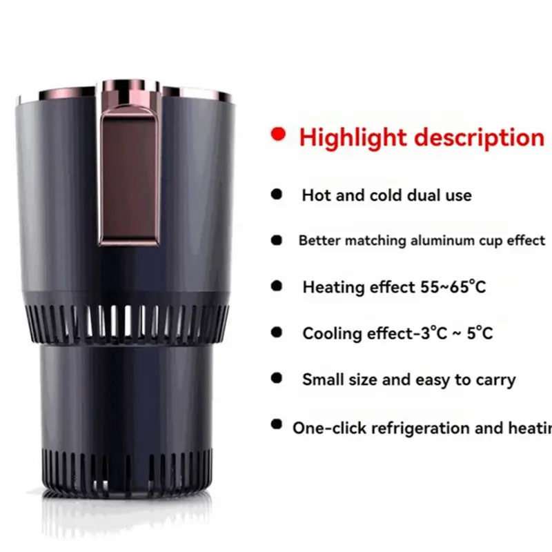 Classy-2 In 1 Intelligent Cold & Warm Car Cup With Cooling And Heating Functions Insulation Drink Cooler For Tumblers US Plug