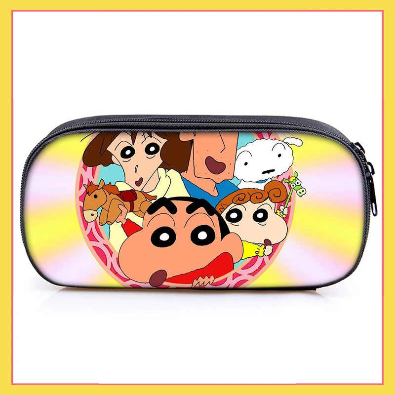 

MINISO Crayon Shin-chan Double-layered Student Stationery Box Iruma Nohara Family Cartoon Pencil Bag Ornament Collection Gifts