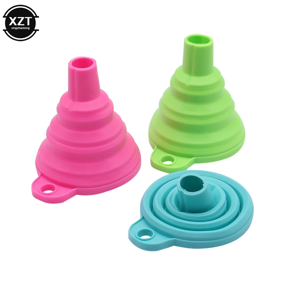 For Fuel Hopper Collapsible Beer/ Oil Funnels Kitchen Tools Engine Funnel Car Universal Silicone Liquid Funnel