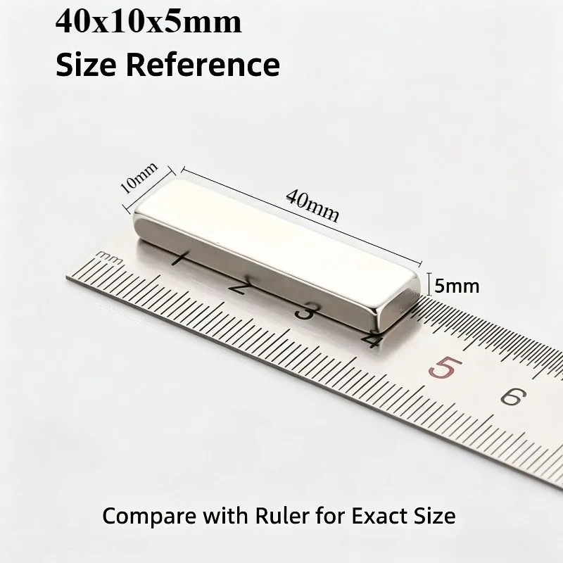 N35 Rare Earth Block Magnet 40x10x5mm Heavy Duty Neodymium Magnetic Sheet Strong Permanent Magnets for Workshop DIY Model