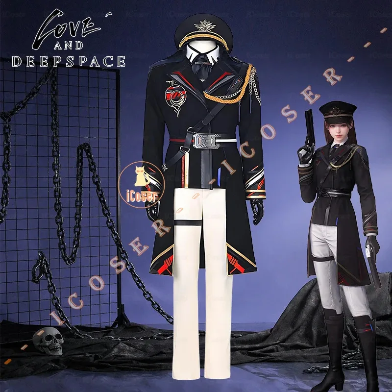 Amor y espacios profundos héroes Cosplay disfraz peluca Farspace Colonel uniforme femenino gorra Caleb fiesta de Halloween mujeres carnaval Outfita