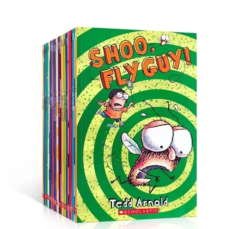 Little Influencer lê livros, 22 Volumes de Fly Boy e Envia, Tradução para FlyGuy, Ler Educação, Ensino, Literatura