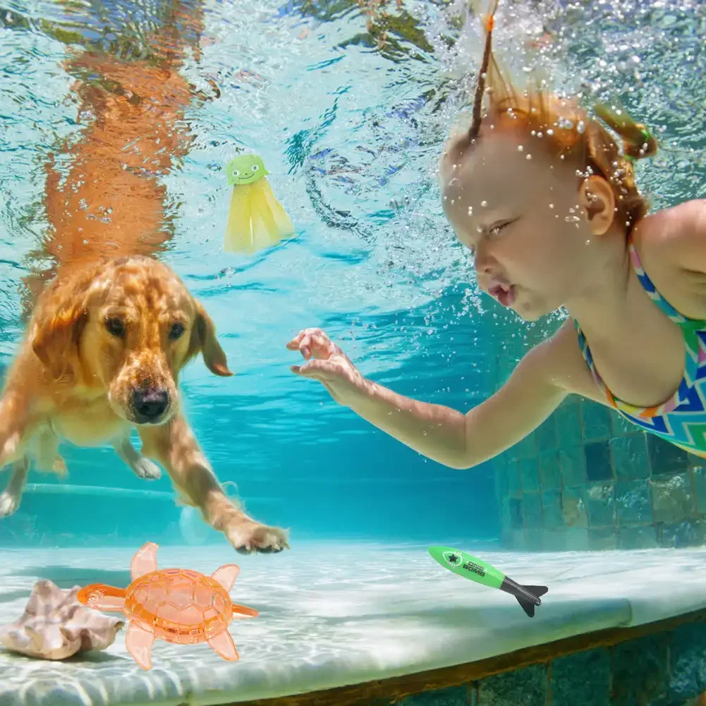 Crianças esportes aquáticos nadar através dos anéis portas de mergulho algas piscina brinquedos polvo golfinho para atividades verão jogos ao ar livre