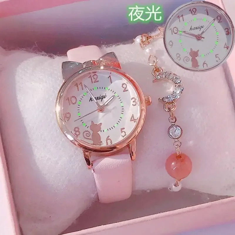 

Kids Children Watch Cat Multi-color Quartz Watches Clocks for Girls Clock Wristwatch Rosette Watches Colorful Relojes Para Niños