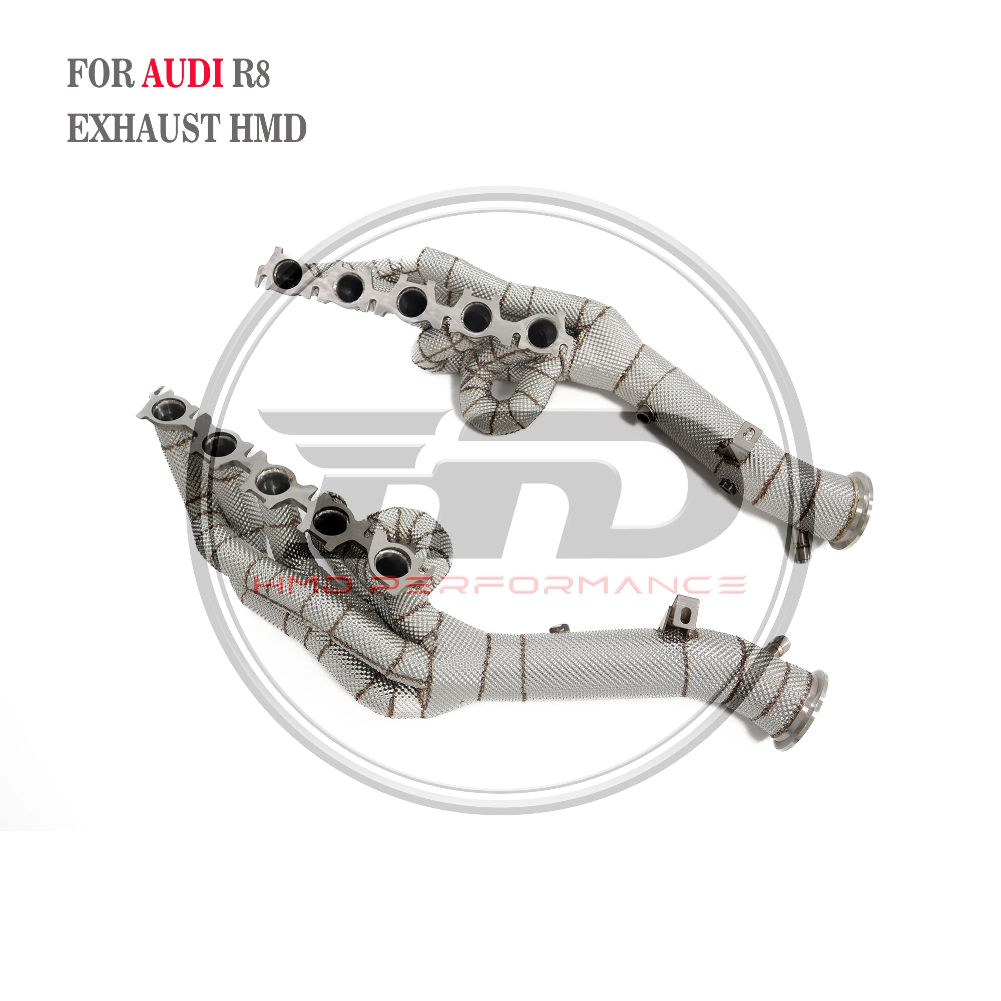 HMD Exhaust System High Flow Performance Headers for Audi R8 2021 with Insulation V10 5.2L Catless Pipe