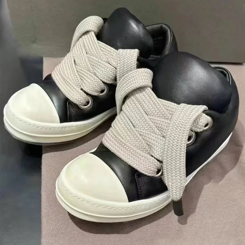 

Genuine Leather bread shoes wide straps thick soled board shoes for couples trendy and versatile casual board shoes