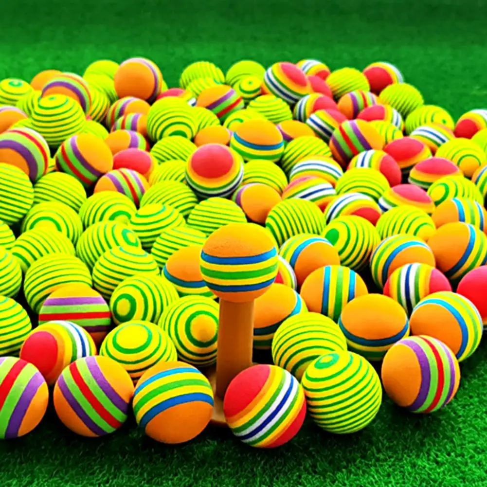 10Pcs Rainbow Stripe Foam Sponge Multi-purpose Golf Foam Ball Golf Balls Swing Practice Training Aids Ball Golf Accessories