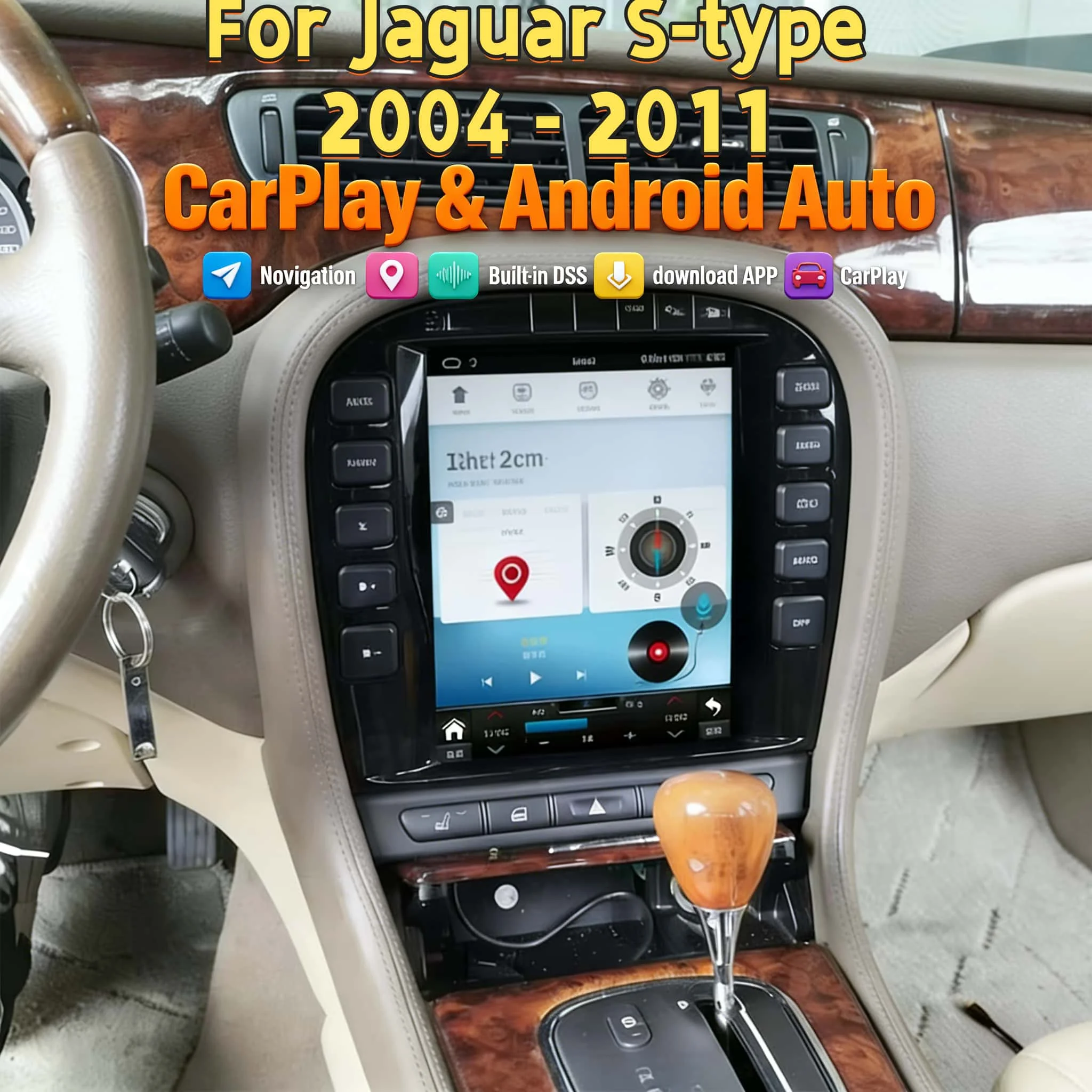 

Беспроводное автомобильное мультимедийное радио Android для Jaguar S-type 2004-2015, радио CarPlay, аудиостерео, GPS-навигация, головное устройство 4G