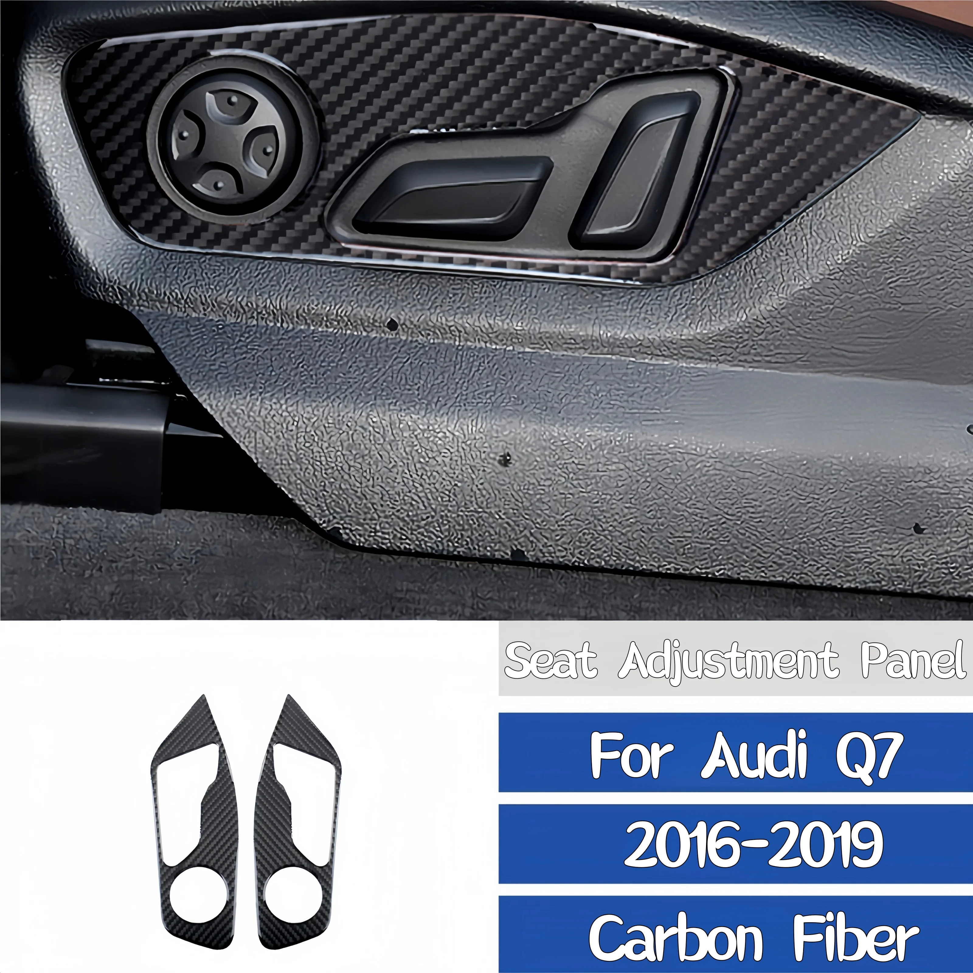 

For Audi Q7 2016 2017 2018 2019 Carbon Fiber Car Interior Seat Adjustment Panel Trim Cover Decoration Sticker Auto Zubehör