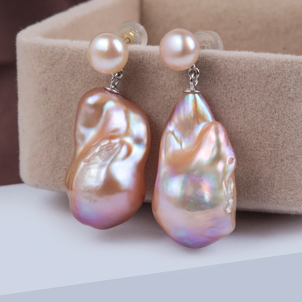 

Cluster Pearl Earrings, Multiple Baroque Pearls Together, Unique Statement Studs PE025