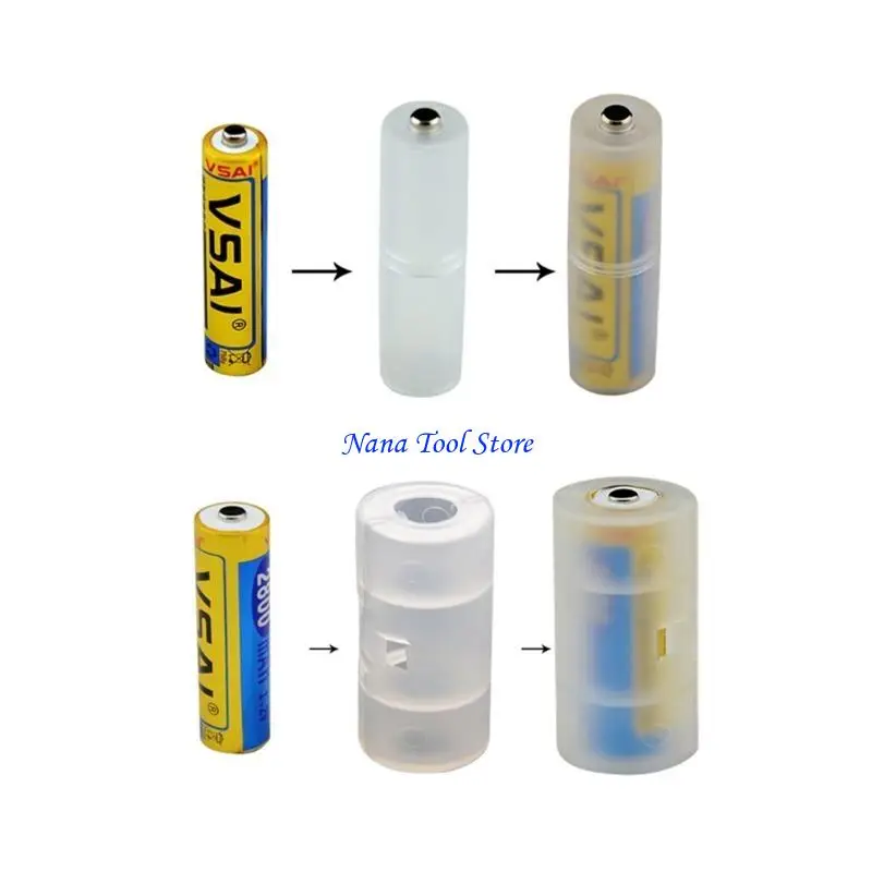 31GJ 10pcs AAA to AA Battery Adapter Battery Converter Shells AA to C Battery Adapter Holder with/no Metal Contact on Bottom
