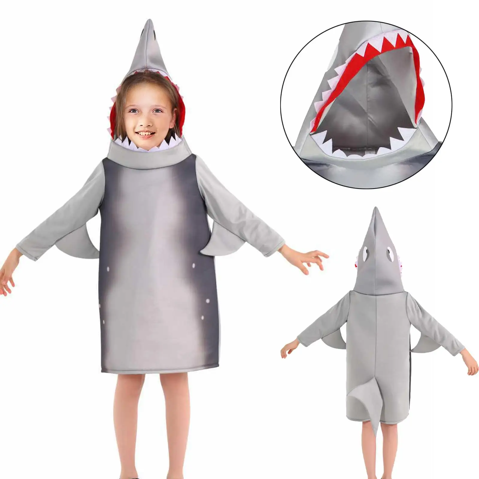 Costume da squalo per bambini Abbigliamento Comodo vestito decorativo per cosplay di animali per oggetti di scena fotografici Forniture per feste di compleanno Regalo di festa