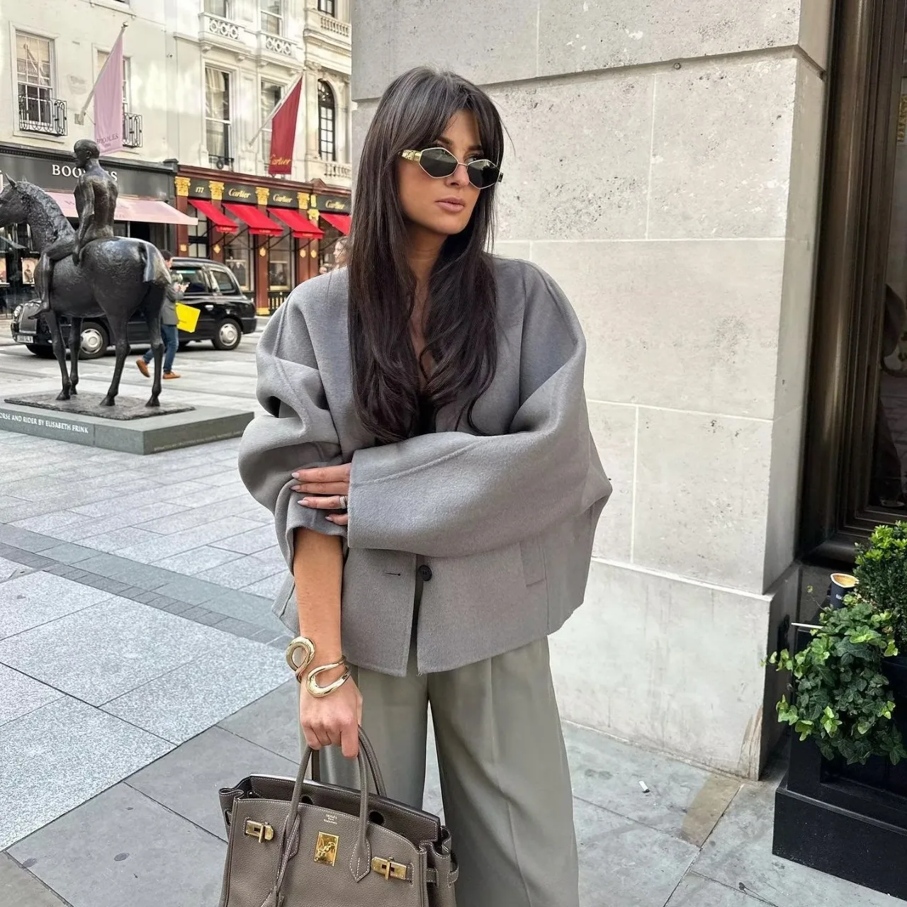 

2025 New Style American Women's Jacket V-neck Woolen Kimono Spring Top Cross-border E-commerce Amazon Fashion