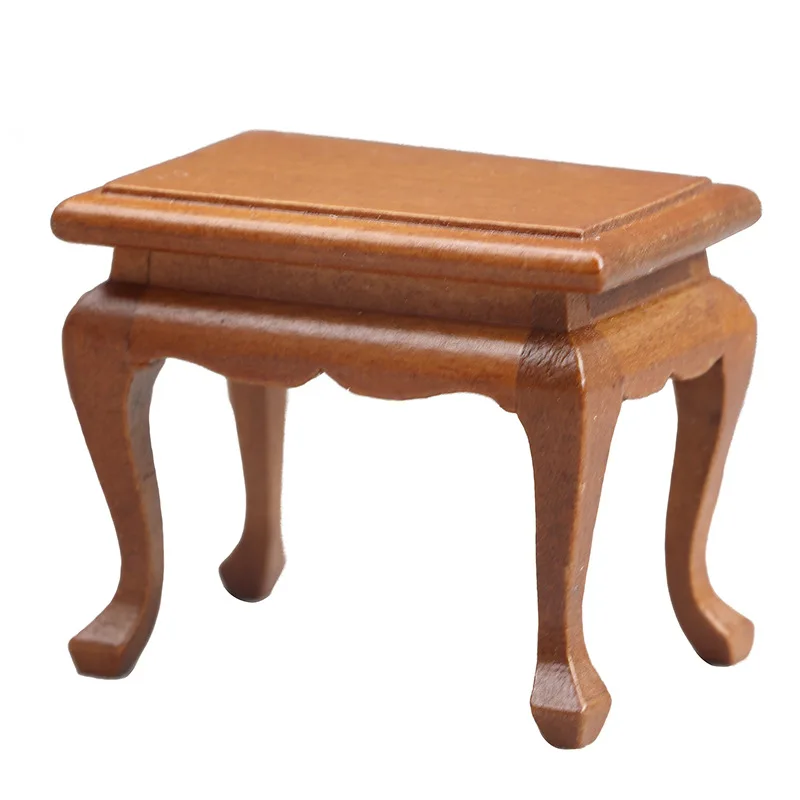 1:12 schaal poppenhuis miniatuur meubelset |   Onafgewerkte houten Europese klassieke kruk + bijzettafel + salontafel |   DIY-knutselwerk