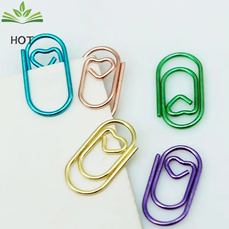 50 PCS Mini love Notebook Bookmark binder Paperclips Accessories Paper Clips