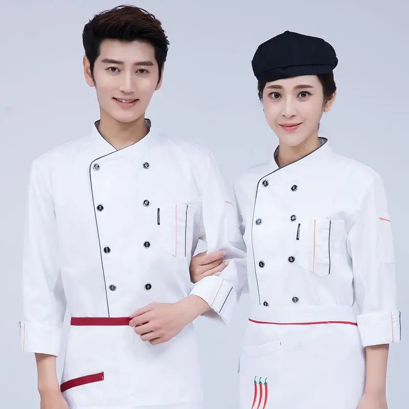 Restaurant Hotel Chef Uniform Unisex Short Long Sleeve Breathable Kitchen Workwear Catering Service Outfit