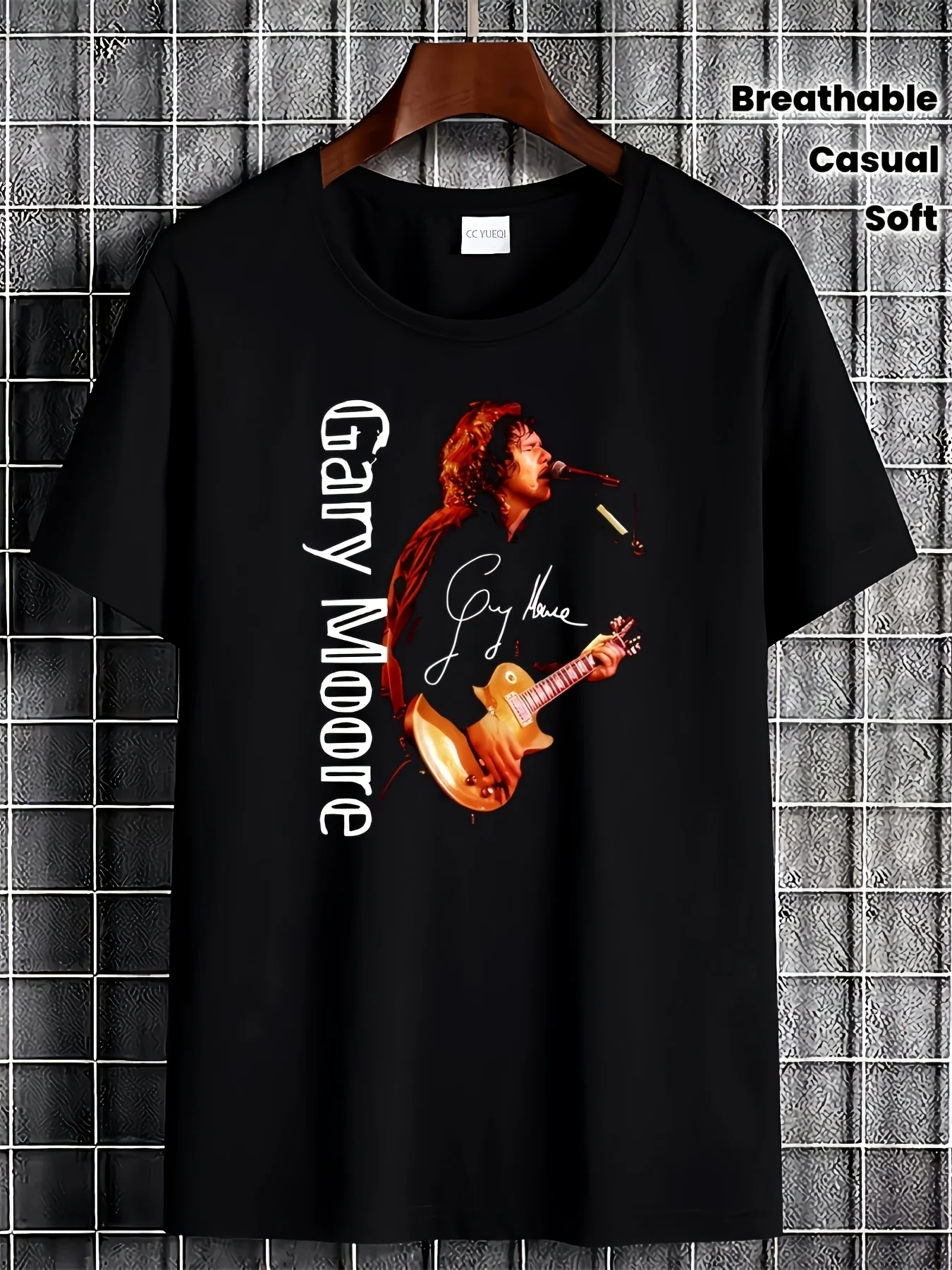 Men's  Women's Gary Moore Guitar Vintage Music Unisex   T-Shirt, Soft, This Everyday Essential Is Perfect for Comfortable Wear During Summer Outdoor Activities, Beach Outings, Workouts, and Leisure -