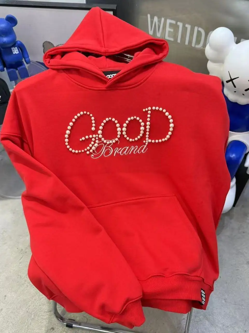 

Good 2025FW Pearl Letter Hoodie ex Loose Casual Versatile Top Trendy Brand Cotton Long Sve Hooded Sweatirt