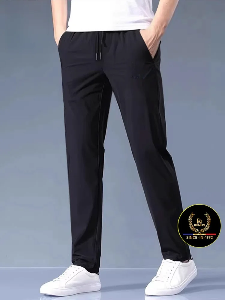 

Lormen Ice Silk мужские летние тонкие модные прямые спортивные брюки Qui Dry повседневные длинные брюки с девятью точками