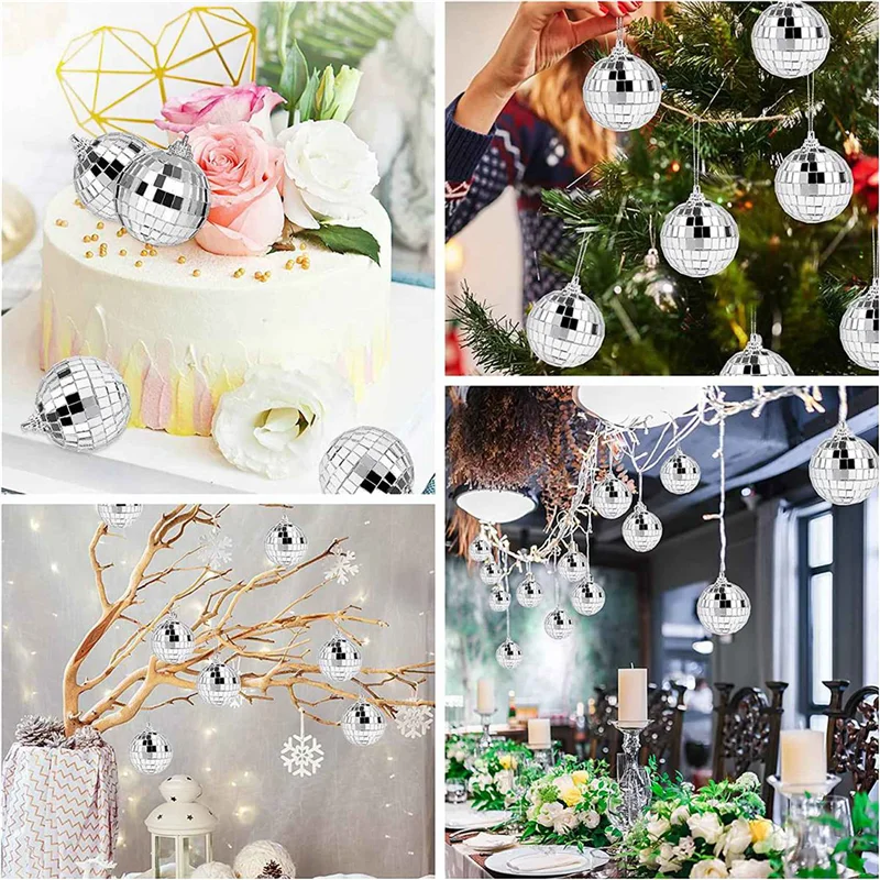 

90 PCS Disco Mirror Balls 2 Inches Reflective Mirror Ball Hanging Ball For Christmas Tree Party Home Decorations