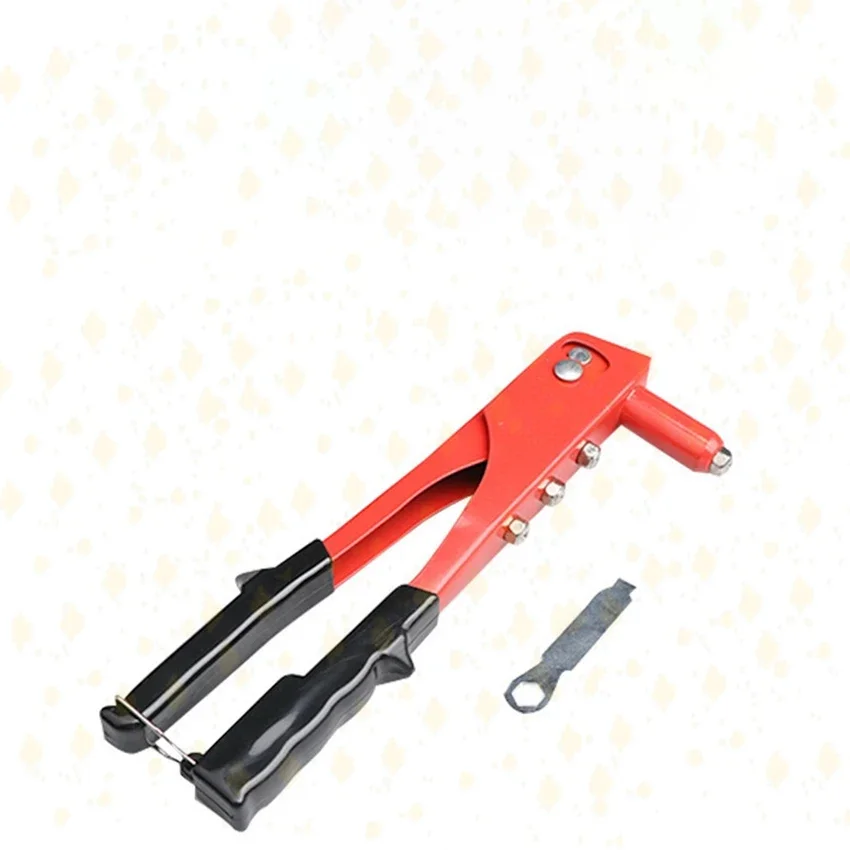 Rivet Gun Hand Riveter Set, 4 tamanhos de cabeças de rebite anexadas, Heavy Duty Durable Single Hand Rivet Gun ferramenta para Metal, Plástico