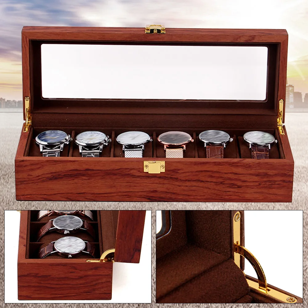 6/10/12 Slots Wooden Solid Light Wood Watch Box Watch Box Luxury Display Case Glass Top Jewelry Storage Box Gift