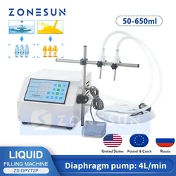 ZONESUN ZS-DPYT2P Liquid Filling Machine 50-4000ml Double Nozzles Water Beverage Juice Perfume Vial Bottle Filler