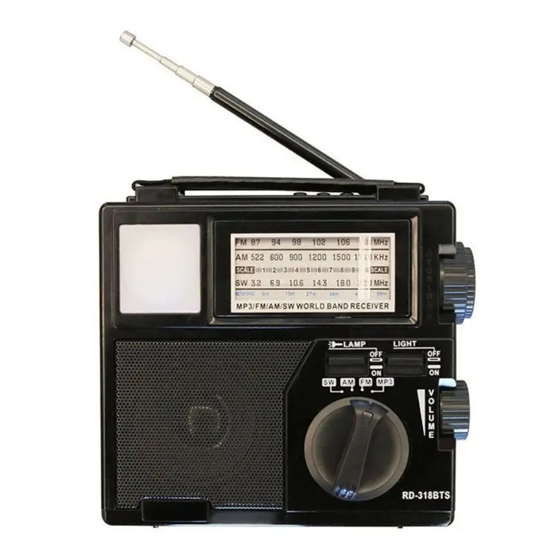 Emergency Radio Solar Powered Portable LED Flashlight FM AM SW Radio Receiver Multi Function Music Player Phone -A32R