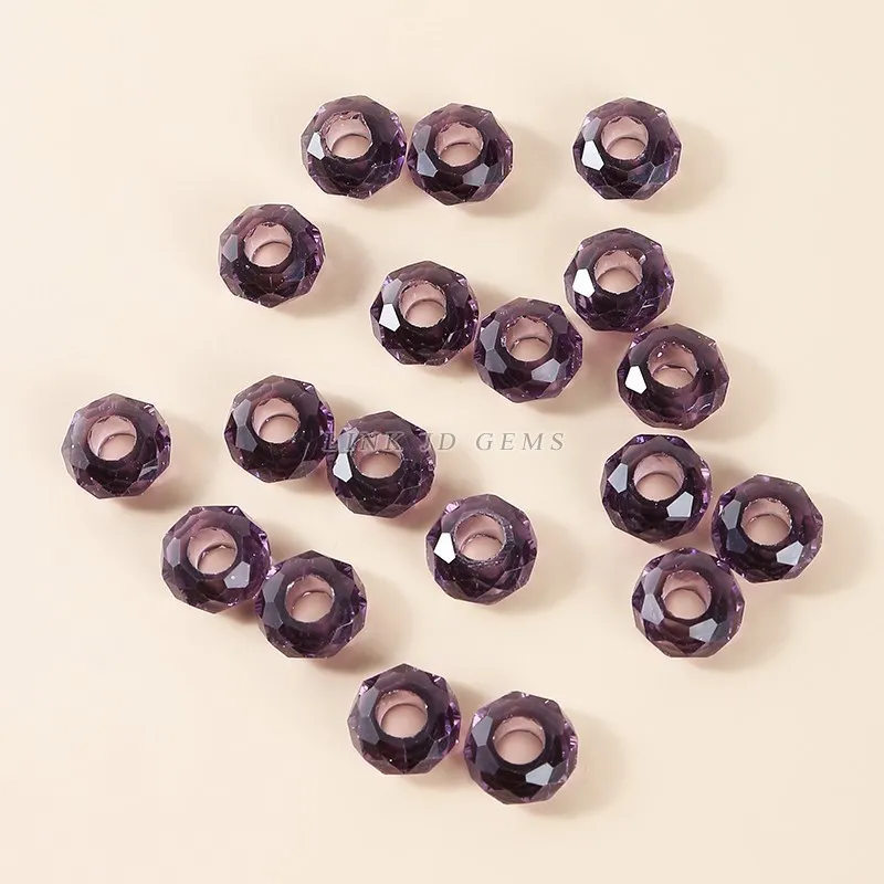 10Pcs/Lot Natural Crystal Faceted Clear Quartz 5.5mm Big Hole Glass Beads For Jewelry Making Diy Neckalce Pendant Accessory