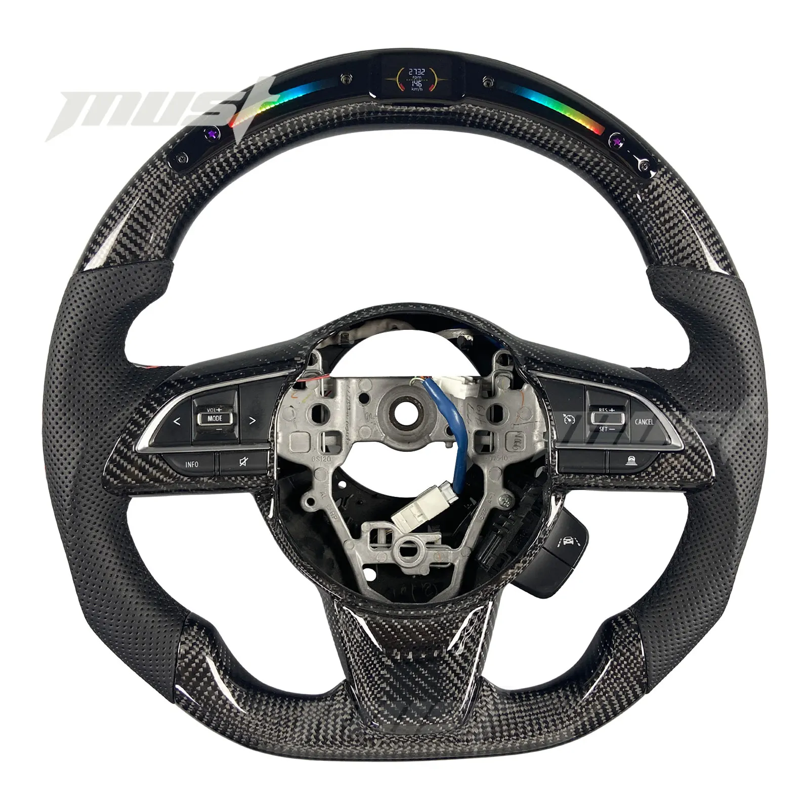 For Suzuki Jimny Swift 2017-2026 Customized Off-road Racing Sports Black Carbon Fiber Steering Wheel with LED Rpm Display