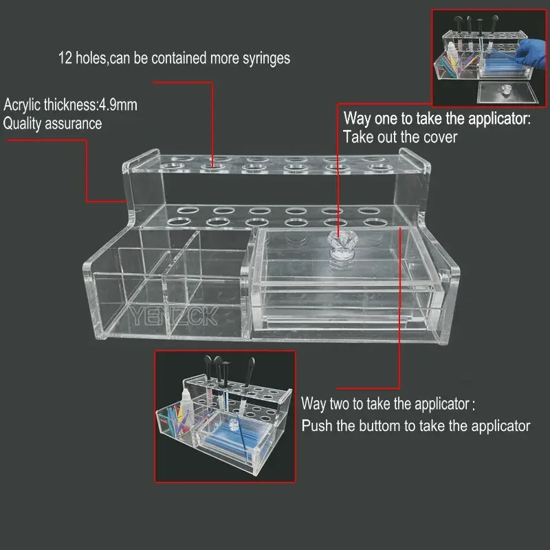 1Pc Dental Holder for Syringe Resin Adhesive Applicator Dispen Multifunctional Acrylic Organizer Dentist Tools