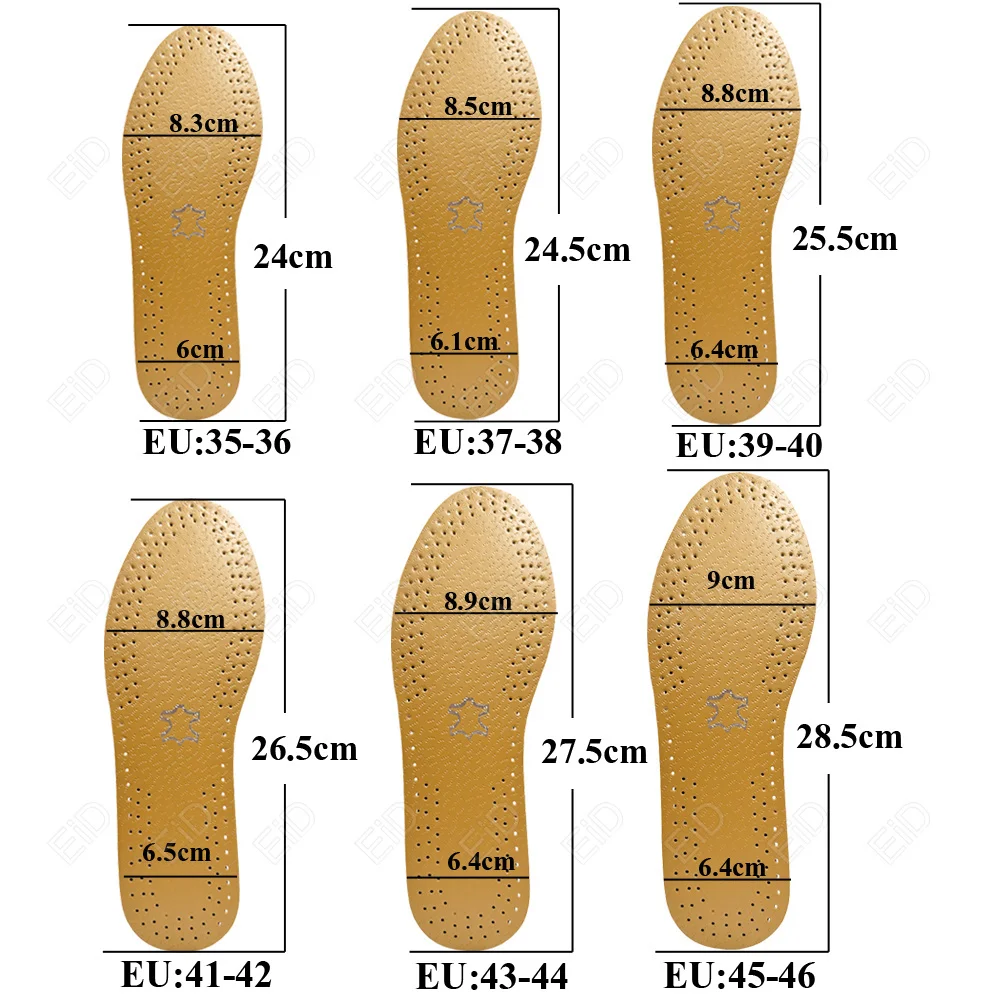 EiD skórzana wkładka do butów mężczyźni kobiety wygodny dezodorant wkładki ortopedyczne płaskostopie lekki podeszwy butów buty na płaskim obcasie ze skóry Pu