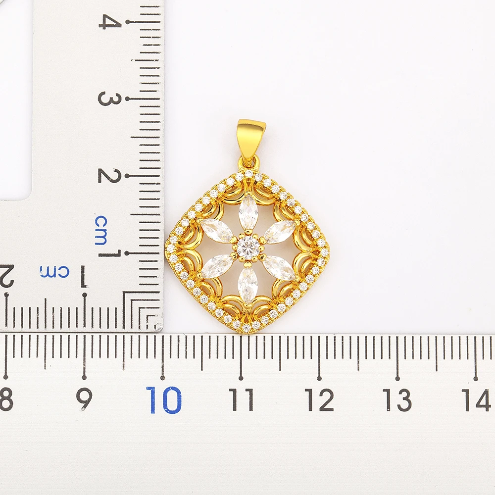 Nidin New Trendy Jewelry Sets for Women Gold Plated Zircon Necklace Earrings Flower Shape LOVE Anniversary Birthday Party Gift image 3