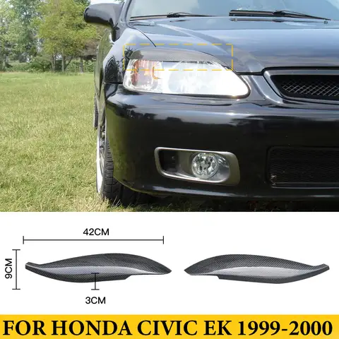 혼다 시빅 EK1999-2000 탄소 섬유 헤드 라이트 눈꺼풀 전면 램프 눈썹 트림 자동 튜닝
