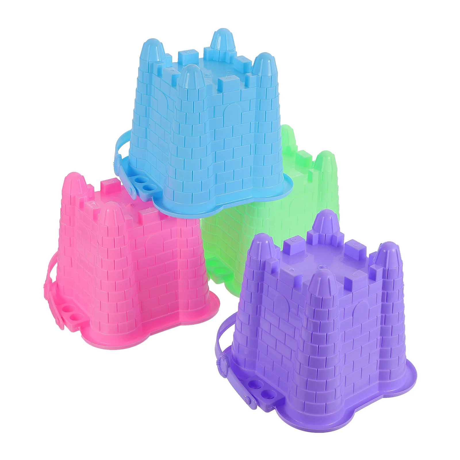 Cubo de cubo de castillo de arena para niños, molde de construcción de plástico creativo para playa, cubos pequeños, moldes de castillo de arena